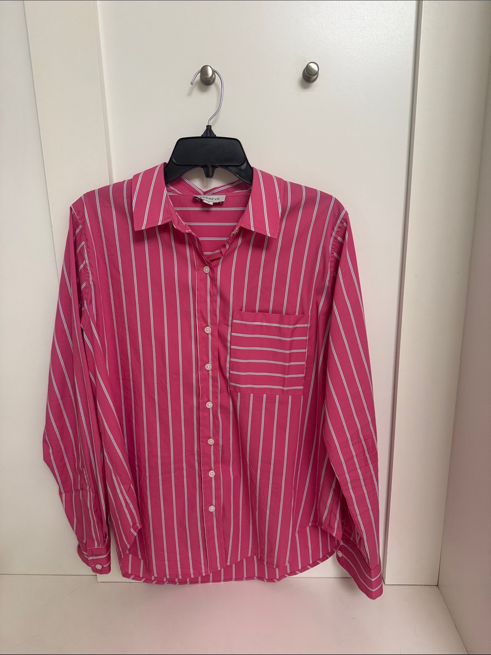 Women’s Pink Striped Button-Up Shirt by Evereve